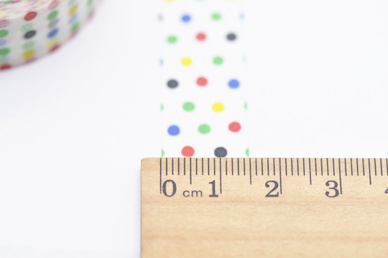 Colorful Polka Dots Washi Tape/ Japanese Washi Tape 15mm Wide x 5 Meters