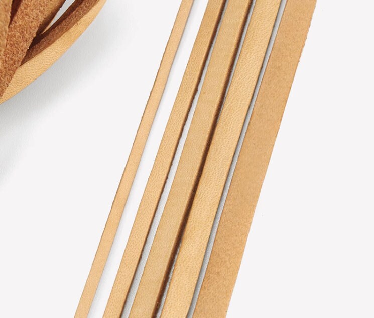 Brown Flat Cowhide Leather Strap 10 Meters Width 2mm/3mm/4mm/5mm/6mm Pick Width