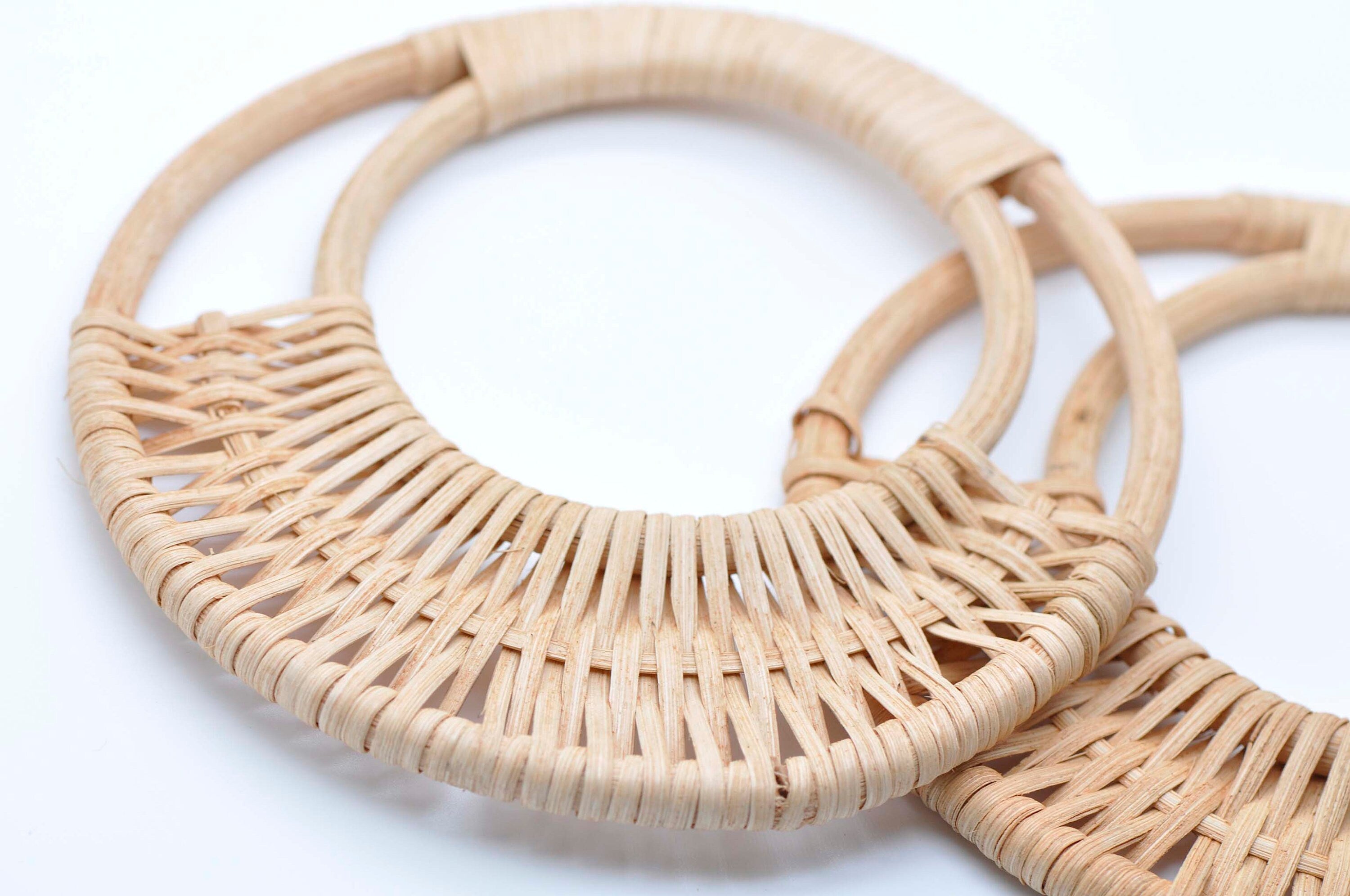 A Pair of Bamboo / Ratton Handle Handcraft Material for Handbag Making 15cm