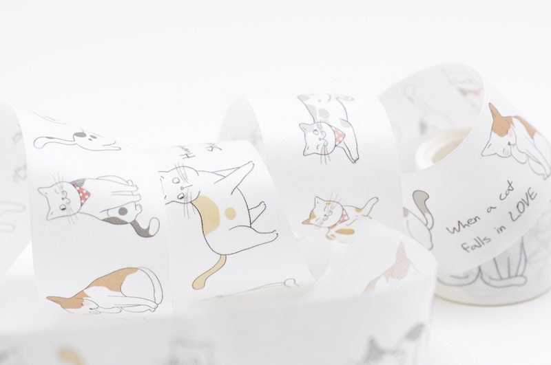 Cat Washi Tape /Masking Tape With Back Paper 30mm x 3 Meters A Roll