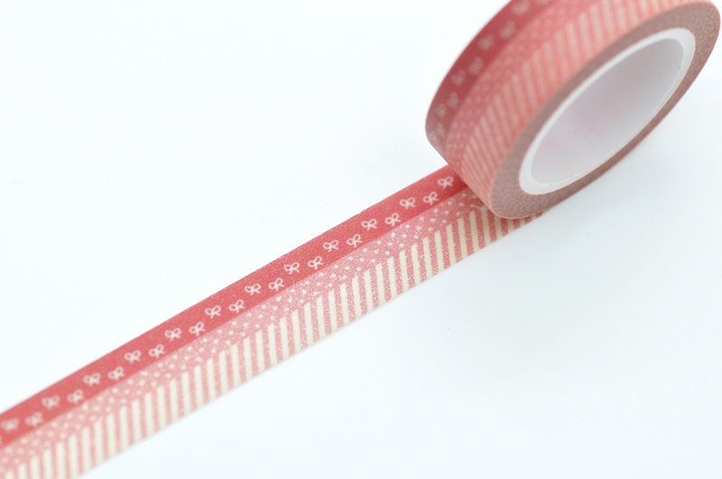 Red Butterfly Knot Masking Washi Tape Journal Supplies 15mm x 2 Meters