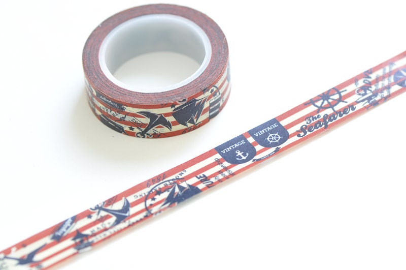 Retro Washi Tape / Vintage Decorative Tape / Japanese Masking Tape 15mm wide x 5 Meters A Roll