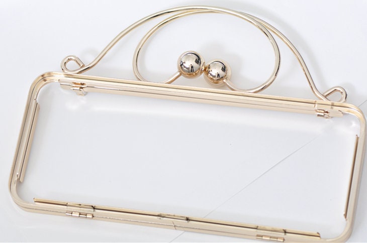 Light Gold Box Purse Frame Clutch Bag Glue-in Style 24cm x 10cm ( 9