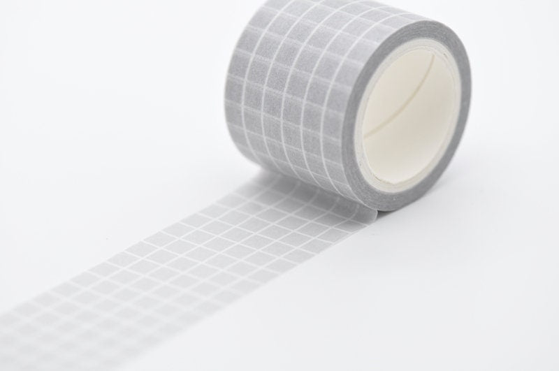 Gray Grid Washi Tape Journal Paper Tape Width 30mm x 5 Meters A Roll