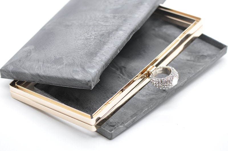 Light Gold Box Purse Frame Clutch Bag Glue-in Style 22cm x 12cm ( 8